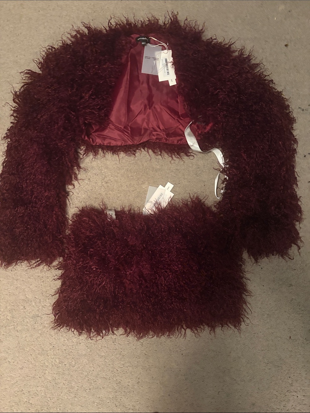 Plum Faux Fur Cropped Jacket - Women-mars the label set, size 8 UK (4US)